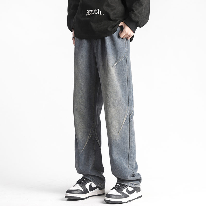 Trendy High Street Deconstruction Loose Straight Couple Denim