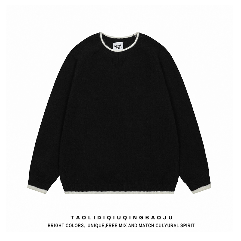 Retro Fake Two-Piece Solid Color Sweater Sweater Female Loose Easiest for Match Base Pullover Knitwear Oversize Lazy