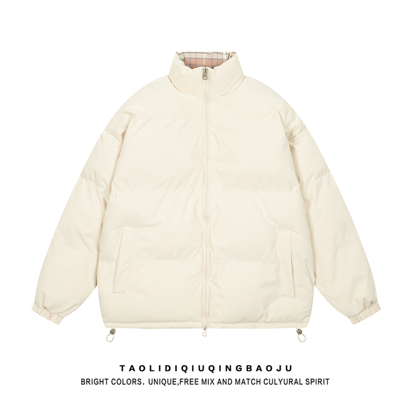 Japanese Style Milk Apricot Minimalist Stand-up Collar Cotton-Padded Coat Women's Winter Loose Slimming and Warm Small Super Nice Thick Coat