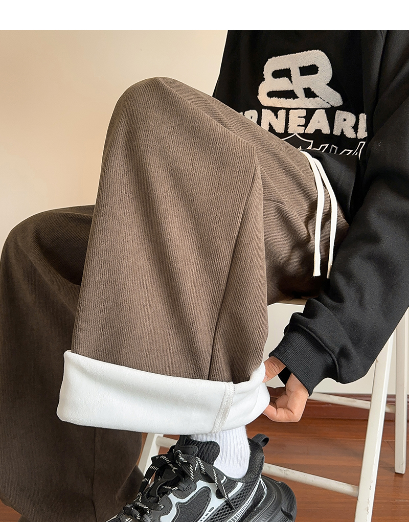 Cozy Fleece-Lined Wide Leg Corduroy Pants