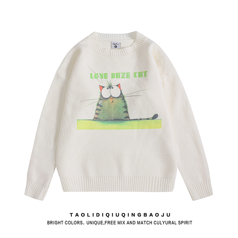 Japanese College Style Fun Cartoon Pullover Sweater Female 2025 New Arrival Winter Loose Casual Laid-Back Style Knitwear