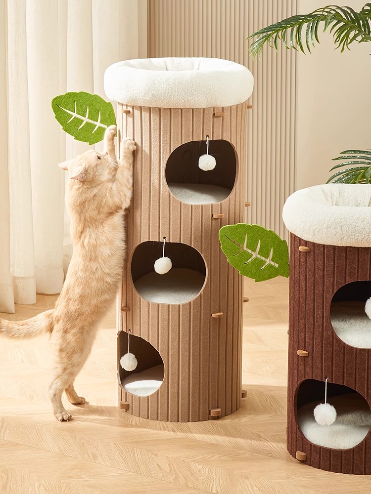 Cat Climbing Frame Cat Nest Integrated Winter Heattech Multi-Layer Cat Tree Hole Double Layer Shelter All Year Round Neutral Multi-Cat Family