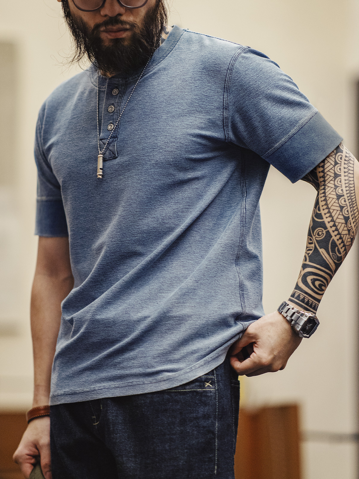Madden Retro Denim Distressed Tough Guy Short Sleeve Parka