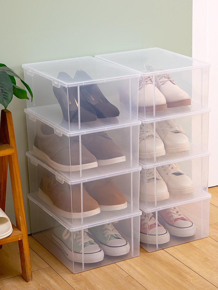 Thickened Shoe Box Flip Shoe Storage Foldable Storage Box Simple Transparent Shoe Cabinet Plastic Shoe Rack Space Saving Handy Gadget