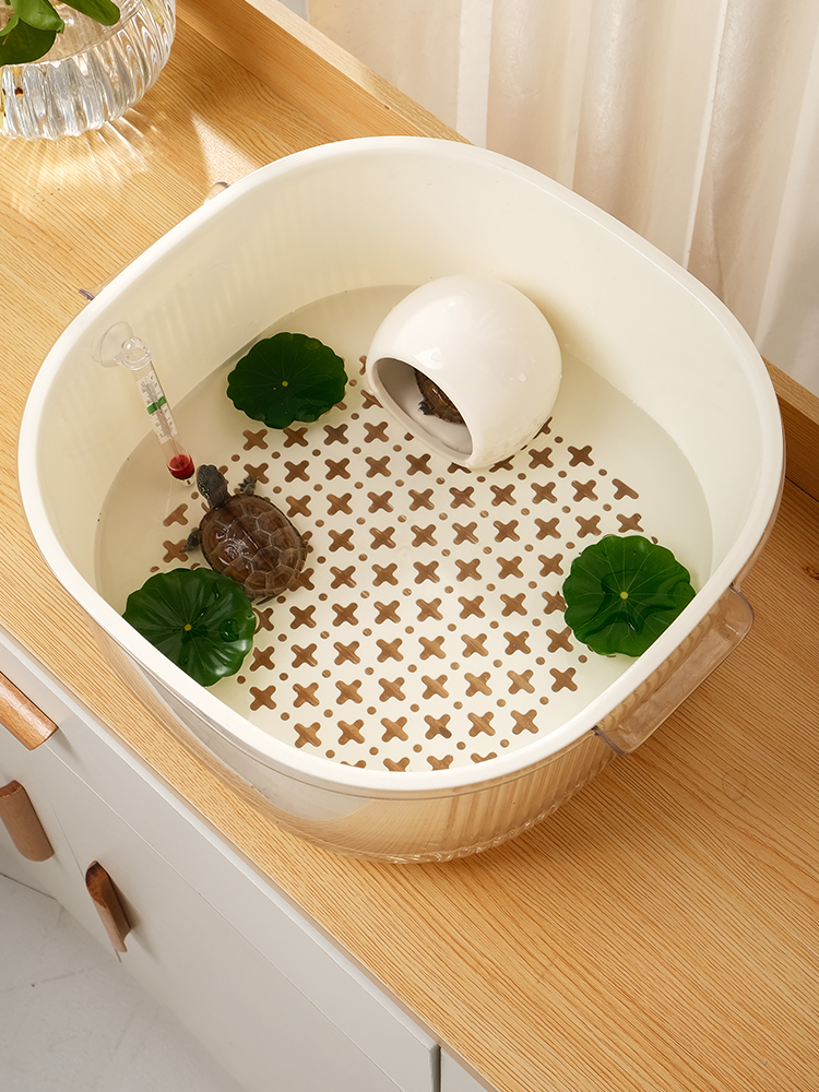 Turtle Feeding Cylinder Fish Tank For Home Living Room and Dormitory Desktop Landscaping Cylinder Small Brazilian Turtle Cylinder Double-Layer Water Exchange Convenient