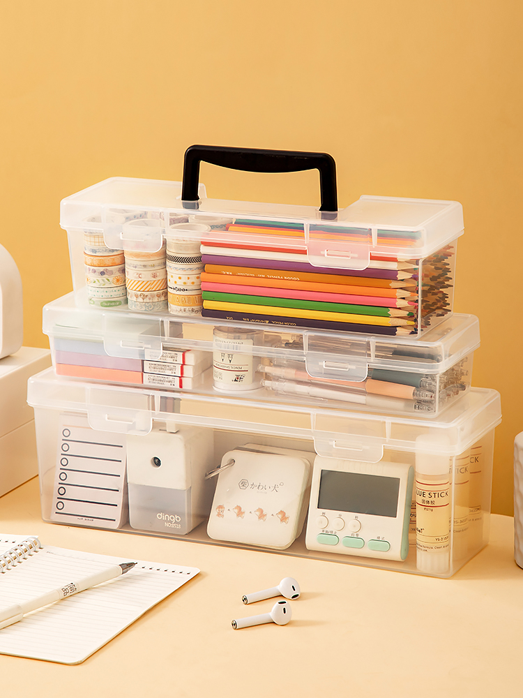 Portable Marker Pen Storage Box Satchel Large Capacity Kids Student Desk Watercolor Pens Stationery Box Brush Multifunctional Pen Holder Multi-Functional Desktop Student Drawing Pencil Crayon Handle Basket
