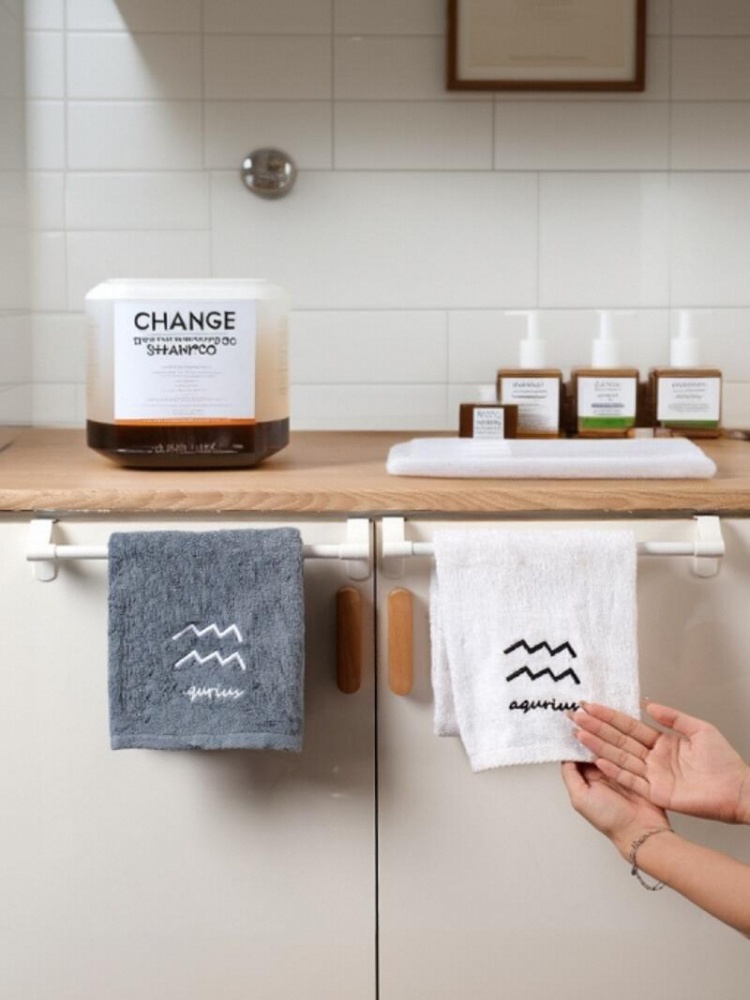 Bathroom Towel Rack Kitchen Cabinet Door Punch-Free Wall-Mounted Multifunctional Storage Rack Single Towel Rail of Bathroom Rag Hanging Rod
