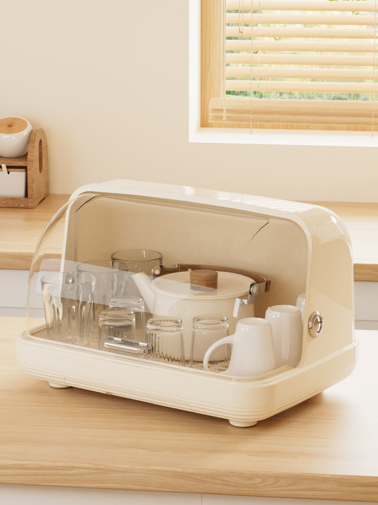 Cup Storage Rack Teacup Tea Set Storage Box Desktop Square Transparent Organizing Cabinet Dining Table Kitchen Cabinet