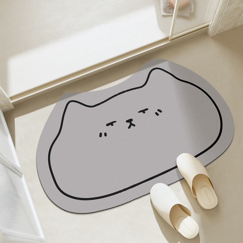 Jujiajia Cartoon Cute Bathroom Entrance Hydrophilic Pad Asymmetrical Bathroom Non-Slip Mat Domestic Toilet Diatom Ooze