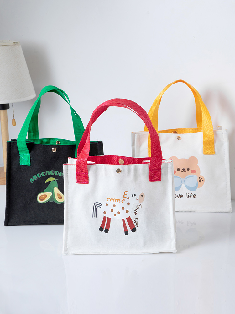 For Home Canvas Bag 2023 New Arrival Trend Multicolor Canvas Bag Student Office Worker Lunch Box Bag Large Double Handle Bag