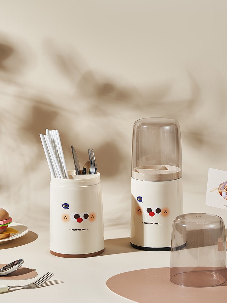 Jujiajia Chopsticks Storage Box Kitchen Can Be Drain with Cover Chopsticks Box For Home Multi-Functional Knife, Fork and Spoon Chopsticks Holder