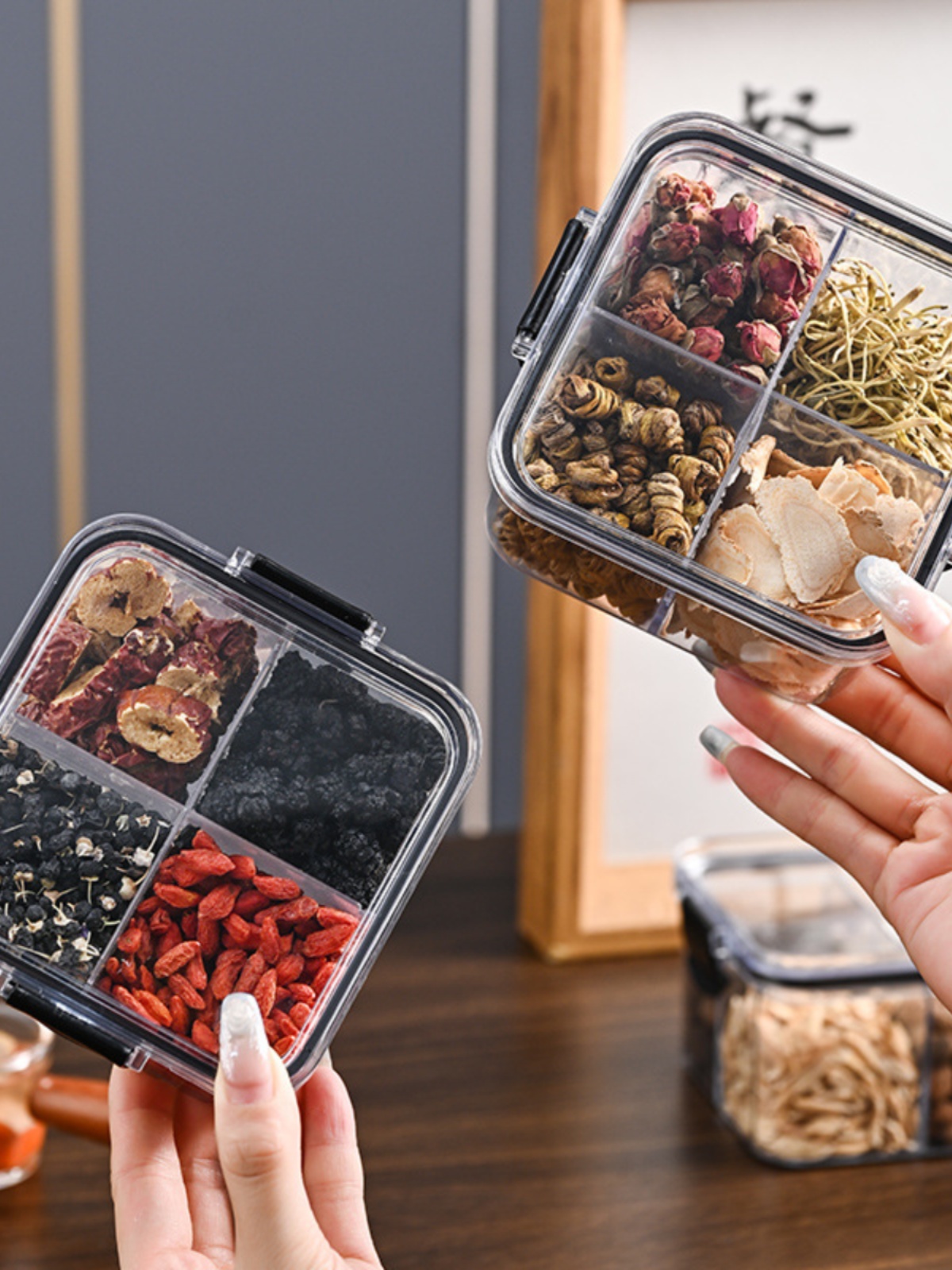 Sealed Jar Cereals Kitchen Storage Food Grade Transparent Plastic Tank Box Snack Dry Goods Tea Storage Jar