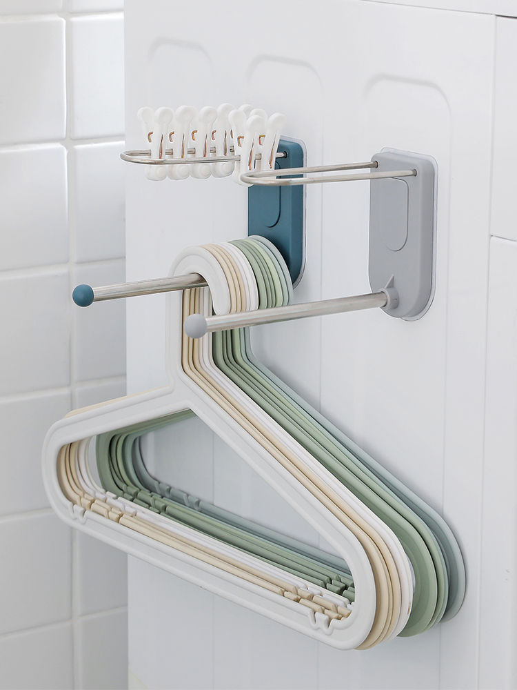 Jujiajia Hanger Hook Multi-Functional Storage Rack Punch-Free Hanger Clothes Organizing Rack Bathroom Bedroom Sundries Wall-Mounted