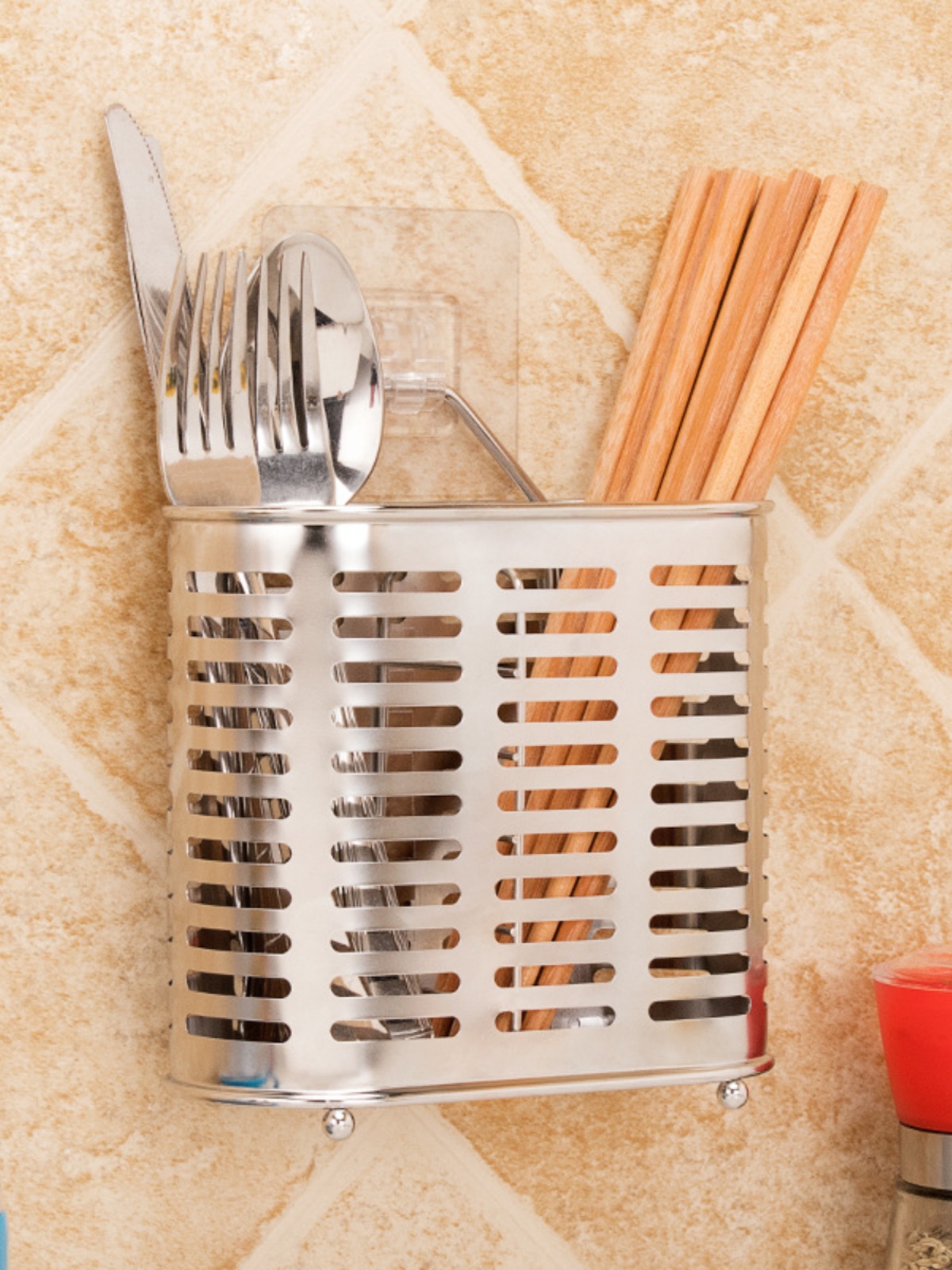 Stainless Steel Chopsticks Holder Wall-Mounted Storage Box Chopsticks Cage For Home Kitchen Chopsticks Draining Storage Rack Chopsticks Basket