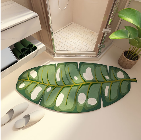 Nordic Greenery Bathroom Mat Bathroom Absorbent Floor Mat For Home Shaped Door Mat Absorbent Non Slip Diatom Ooze Carpet