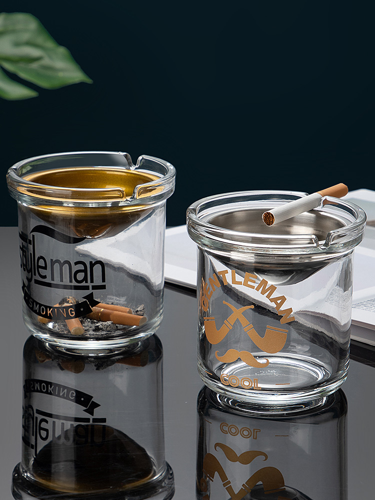 Jujiajia Funnel Ashtray Creative Household with Lid Trendy Ashtray Personality Living Room Cigarette Cup Ins Style Prevent Fly Ash