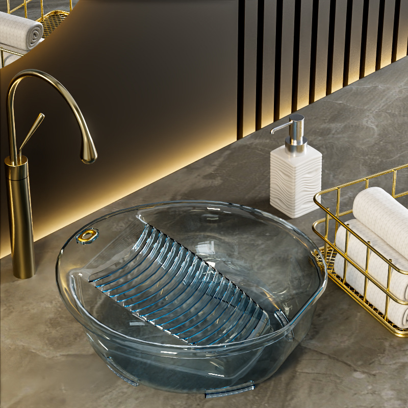 Integrated Pet Non Slip Dormitory with Laundry Basin For Home Baby Foot Wash Washboard Thickened Washtub with Washboard High Temperature Resistance