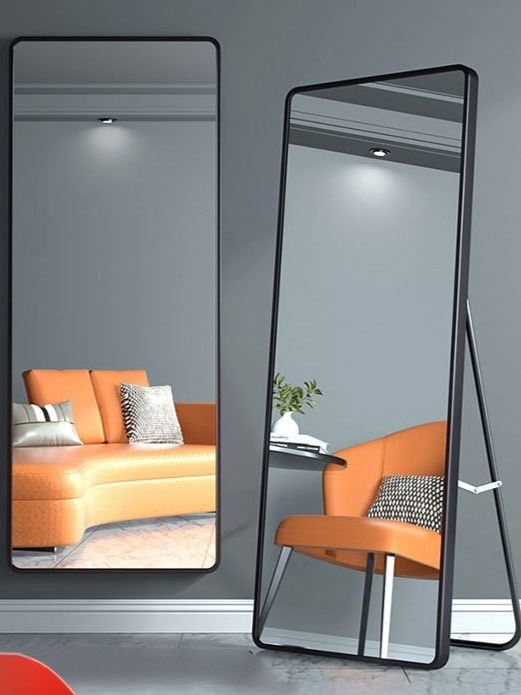 Accessible Luxury Mirror Full-Length Mirror Dressing Mirror For Home Bedroom Rounded Floor Mirror Girls' Dormitory Wall Hanging Vertical Full-Length Mirror