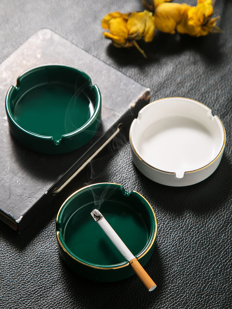 Ceramic Ashtray For Home Accessible Luxury with Smoke Trough Washable Office Ashtray Nordic Style Living Room Decorations Ornaments