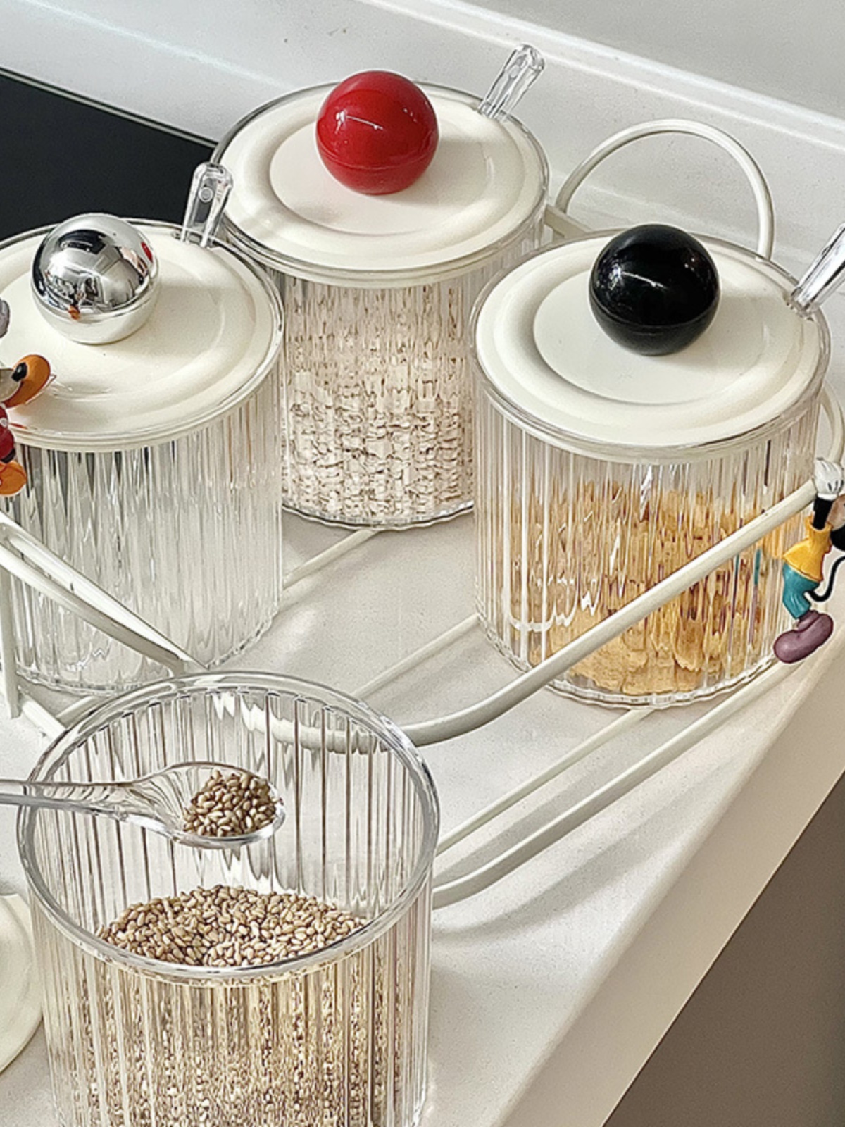 Cream Style Kitchen Seasoning Set Kitchen Seasoning Box Combination Creative Seasoning with Storage Rack Home Good Stuff