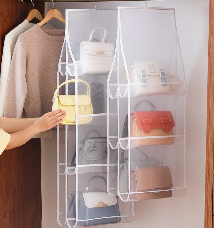Wardrobe Bags Transparent Buggy Bag Clothes Finishing Dust Cover Bag Shelf Fabric Home Dormitory Hanging Storage Bag