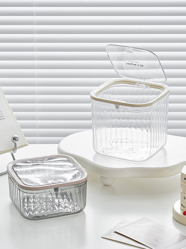 Jujiajia Desktop Pop-up Trash Can For Home Kitchen Unit Small Size Bedroom Bed Light Luxury Car Transparent Wastebasket