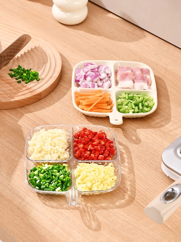 Jujiajia Grid Plate Ginger and Garlic Storage Tray Kitchen Household Seasoning Plate Multi-Functional Dish Tray