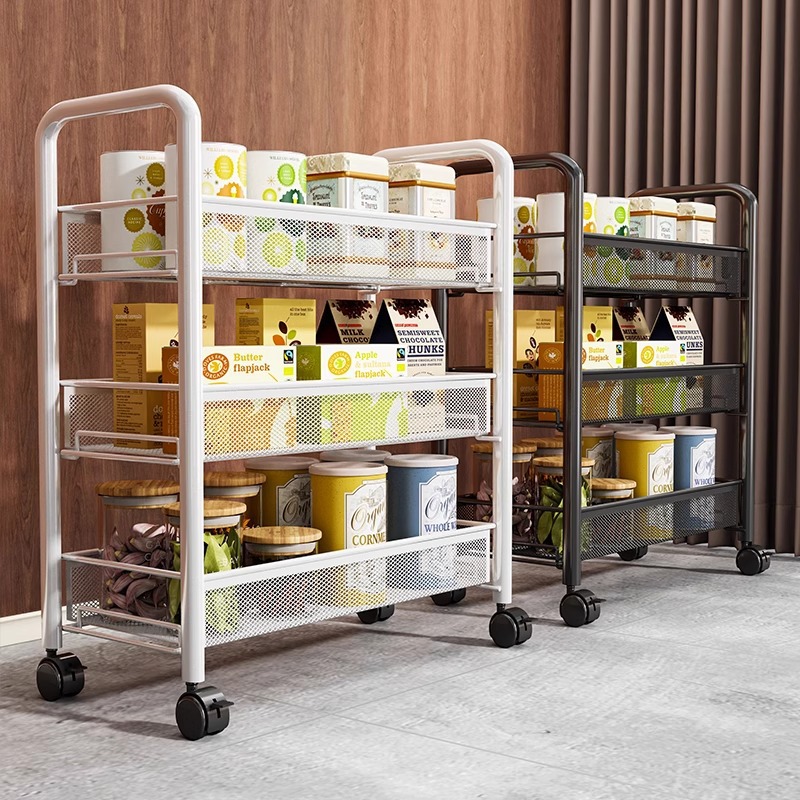 Snack Trolley Multi-Functional Shelf For Home Movable Living Room Multi-Layer Vegetable Fruit Storage Floor
