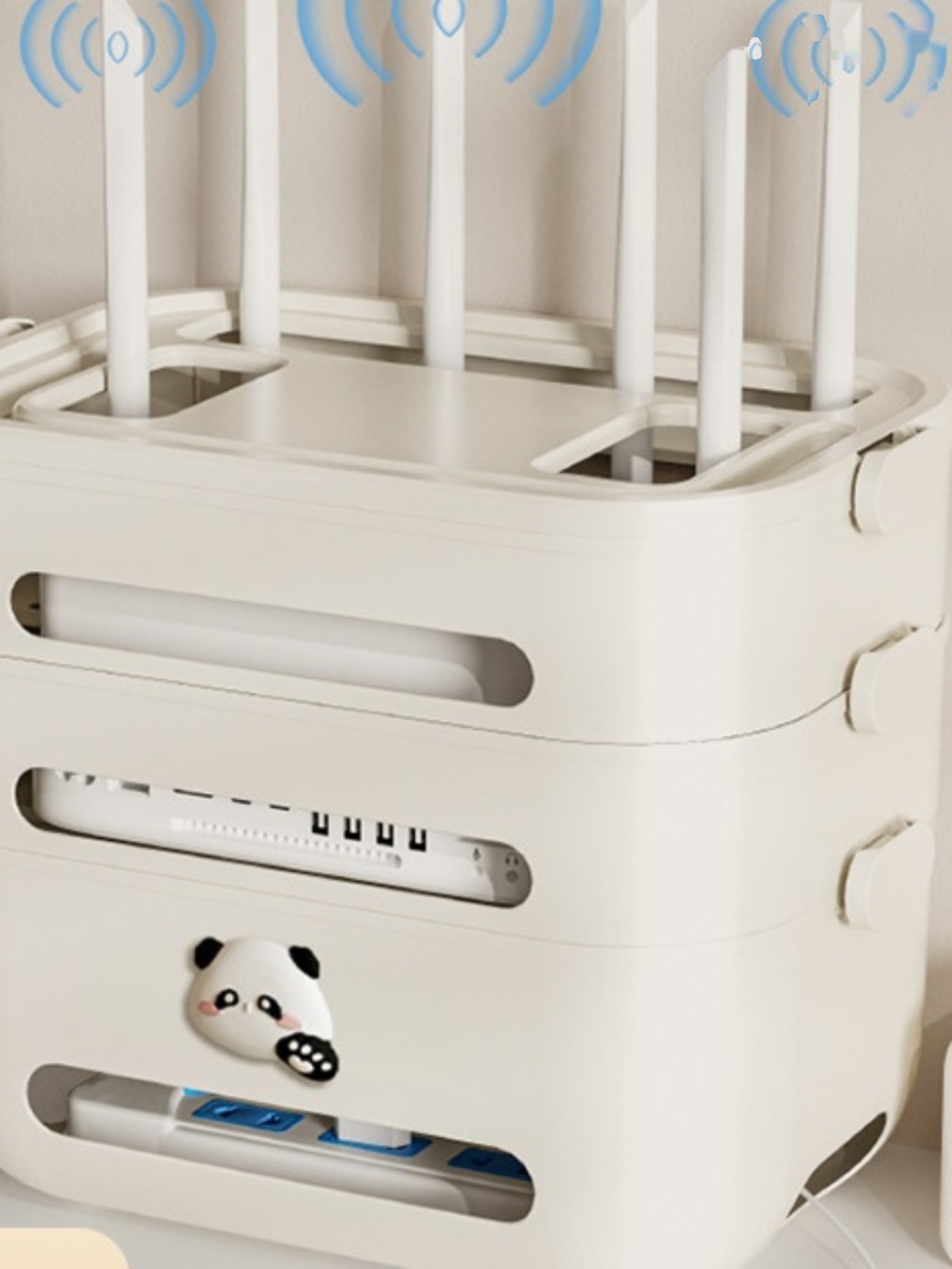 WiFi Router Storage Box TV Set-Top Box Rack Multi-Layer Convenient Cream Wind Power Strip Compartmented Storage Boxes
