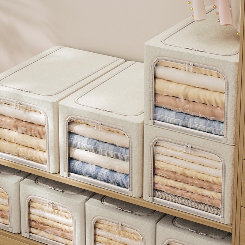 Steel Frame Storage Box Foldable Clothes Storage Box Foldable Wardrobe Dormitory Storage Box Large Window Clothes Cabinet