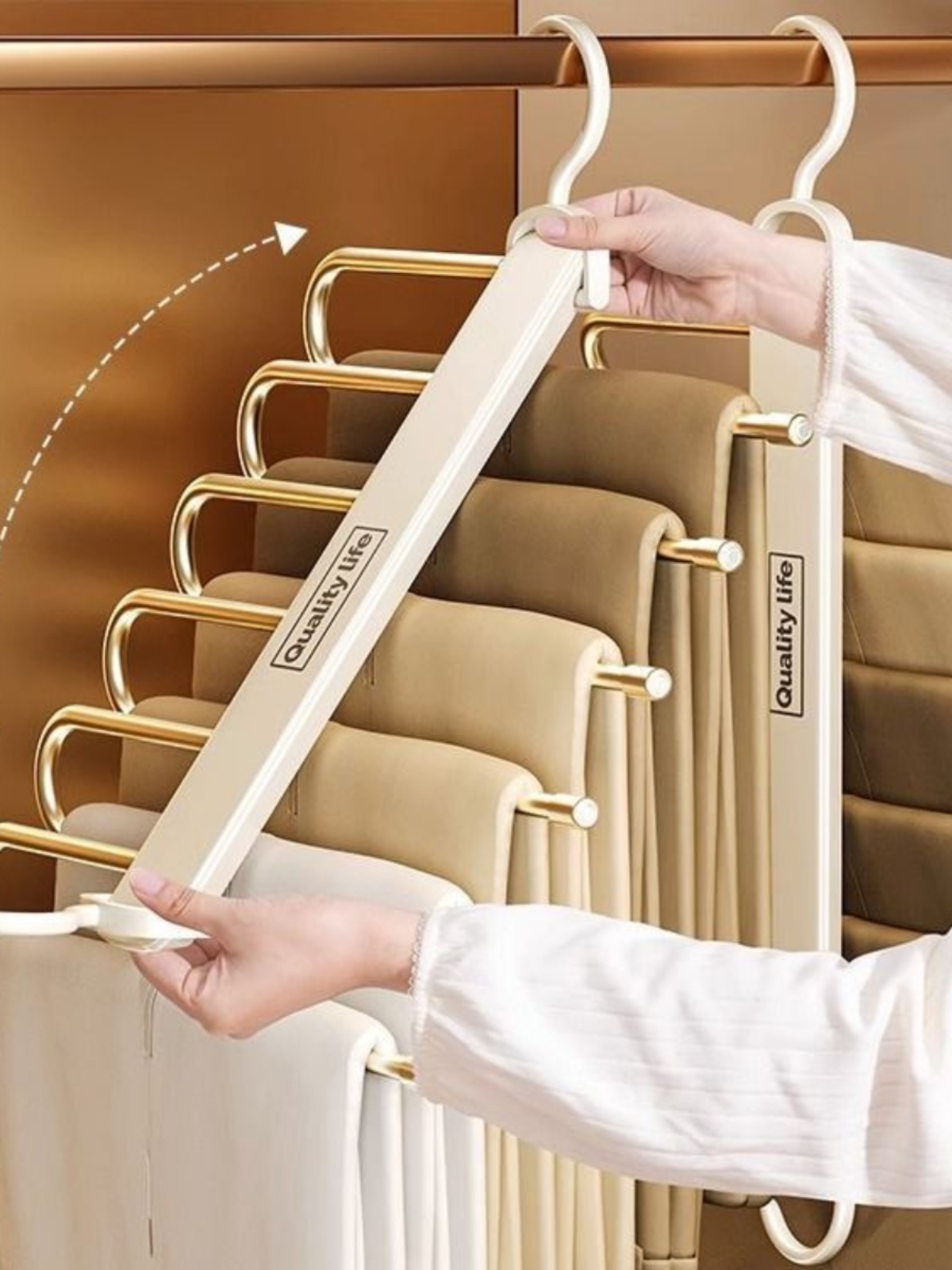 For Home Foldable Trousers Hanger Trouser Clip Hanger Pants Non-Slip Rack Dedicated Multi-Layer Multifunctional Pants Storage Gadget