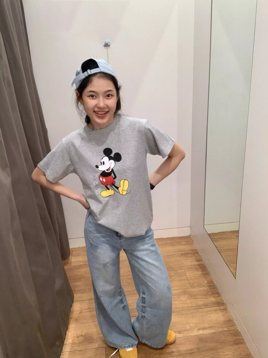 Summer Simplicity Cartoon Mickey Short Sleeve Women T-Shirt 2025 New Arrival Fancy Loose Slimming and All-Matching Chic Tops