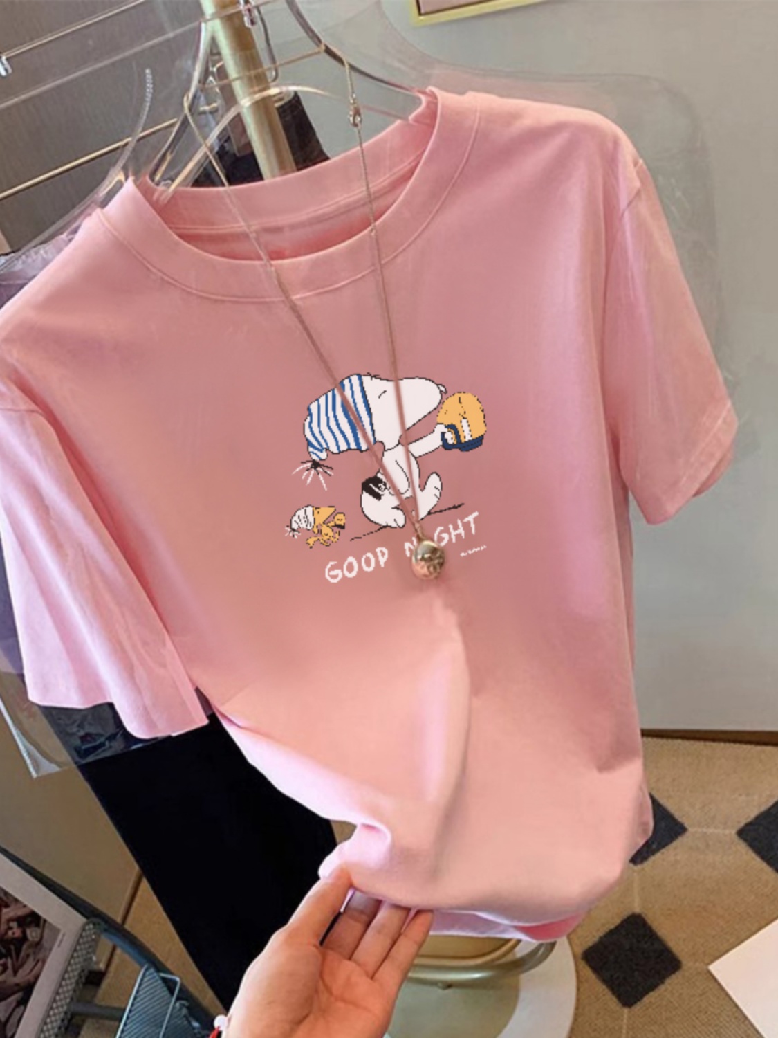 European Station Short-Sleeved T-shirt Female 2025 Summer New Arrival Retro Cartoon Print Mid Length Long Length Loose All-Matching Top Tide