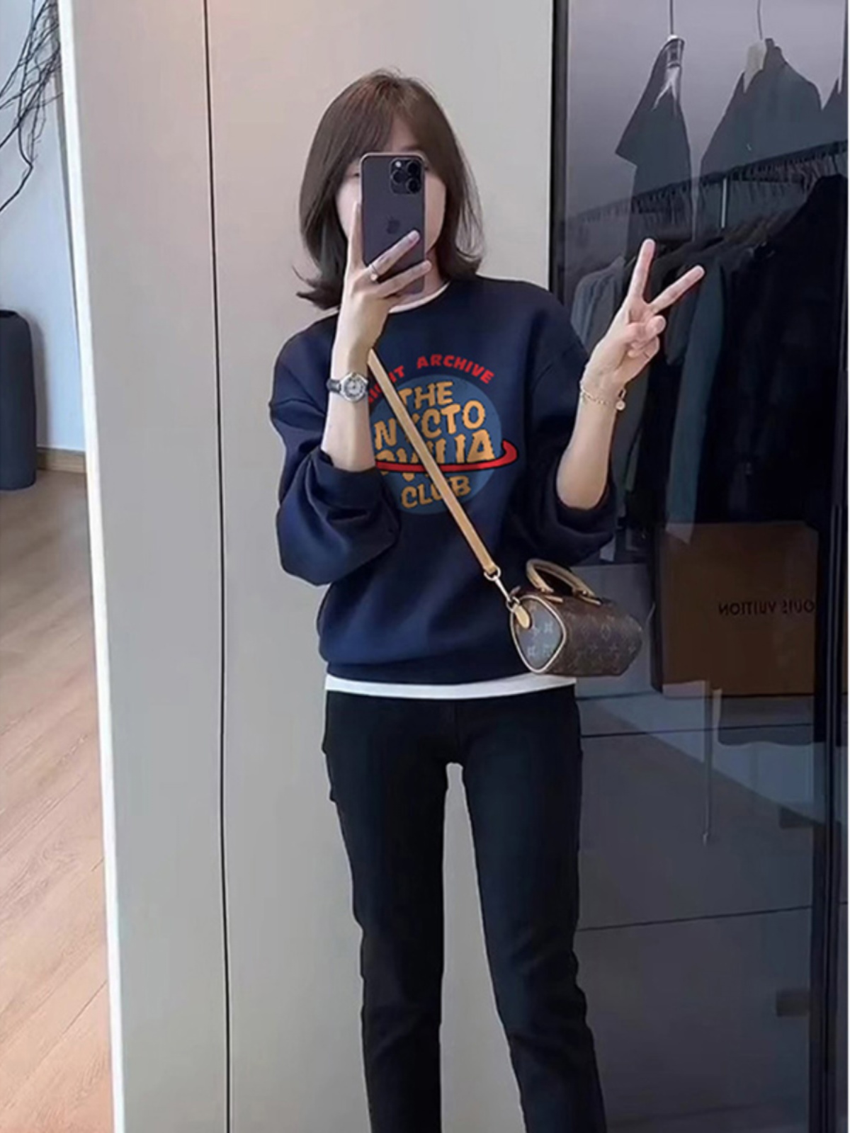 2025 Spring New Arrival: Women's American Vintage Round Neck Print Hoodie - Versatile Creative Letter Design