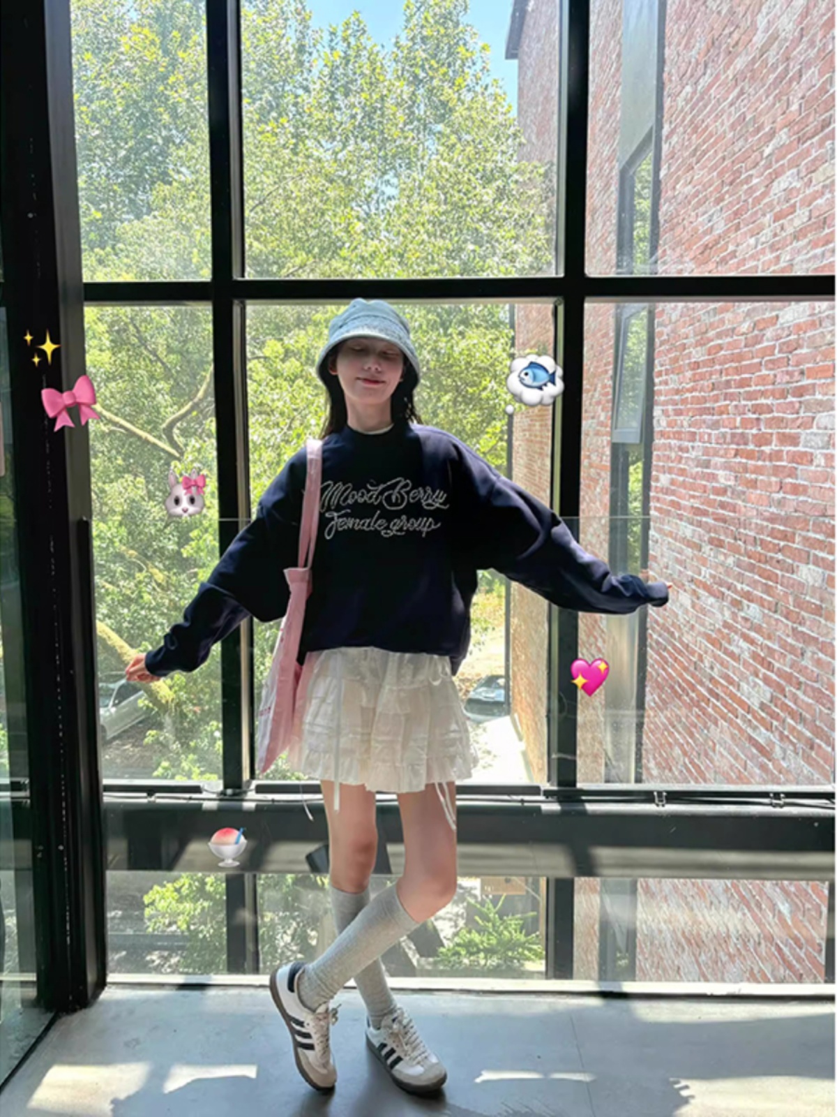 Navy Blue Classy Idle Style American Fashion Brand Loose Oversize Sweatshirt Women's 2025 New Arrival Best Selling Tops