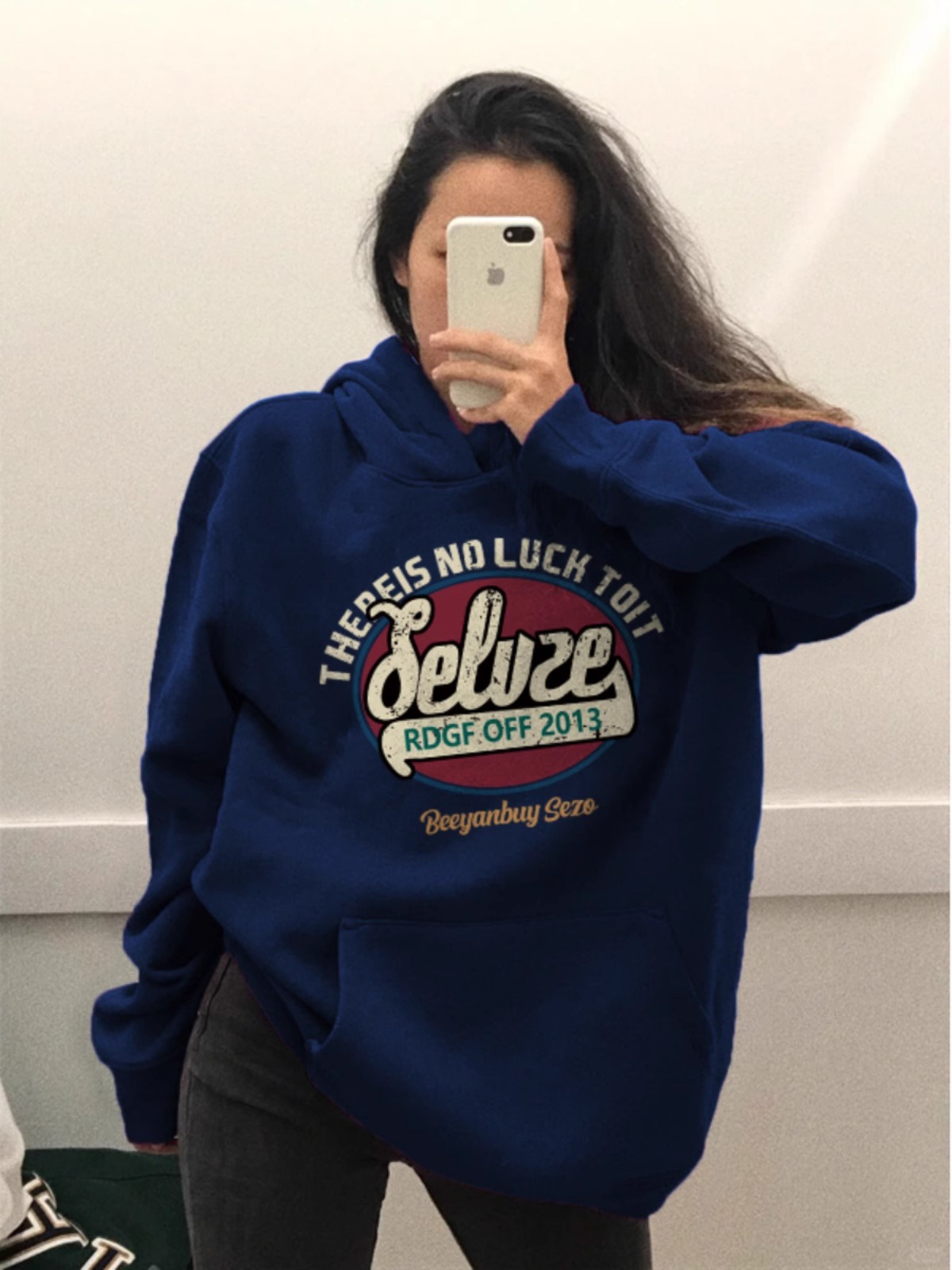 American Fashion Brand Dark Blue Hoodie Women Spring and Autumn New Popular European and American High Street Original Lazy Women's Outerwear Top