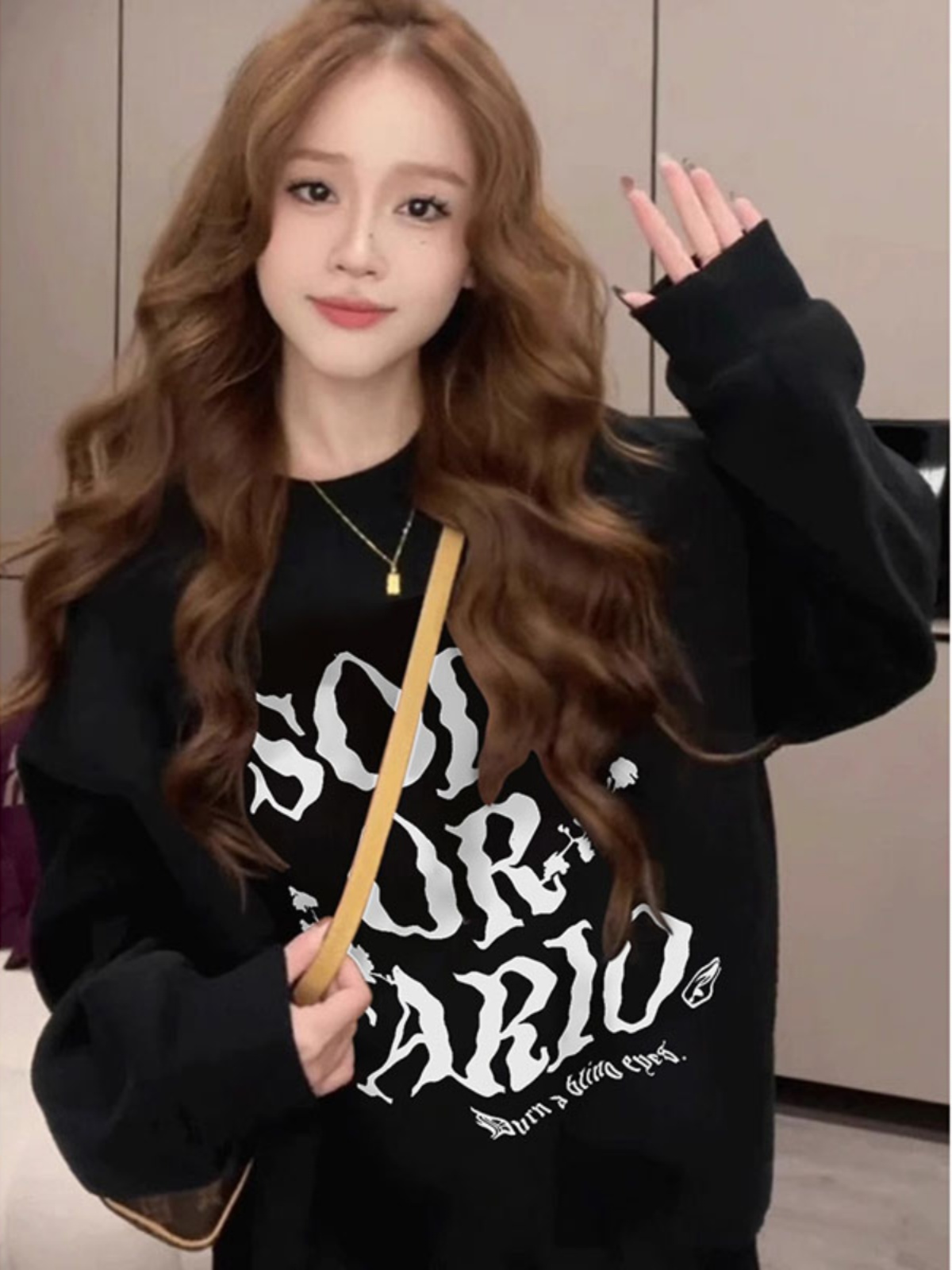 American Fashion Brand Stylish Creative Letters Printed Crew Neck Sweatshirt Female Spring & Fall 2025 New Arrival Loose Casual Top