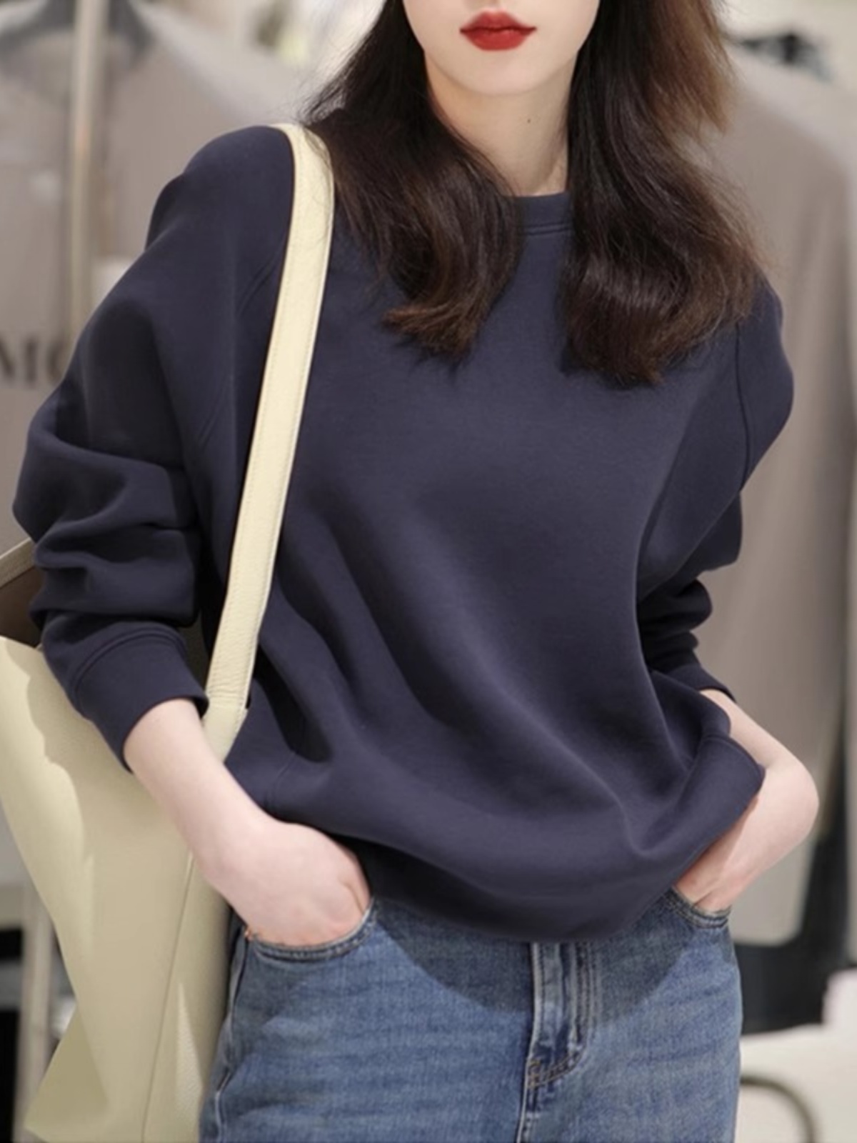 Lazy Style American round Neck Long Sleeves Sweatshirt Female Spring & Fall New Arrival 2025 This Year Popular Small Casual Tops Fashion