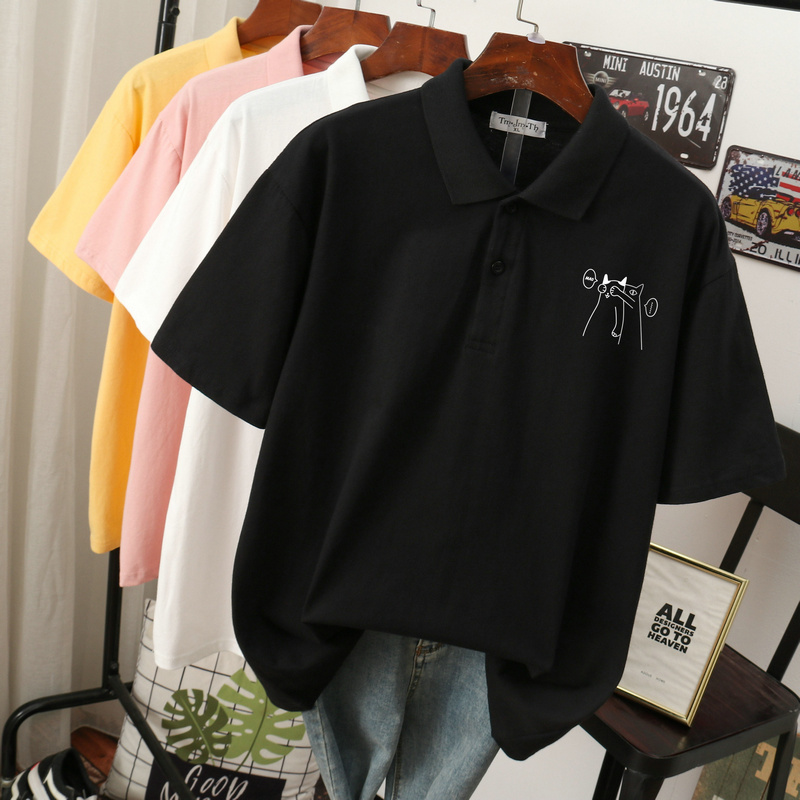 Polo Slim Looking Casual Polo Collar Belly-Covering Short Sleeve T-shirt