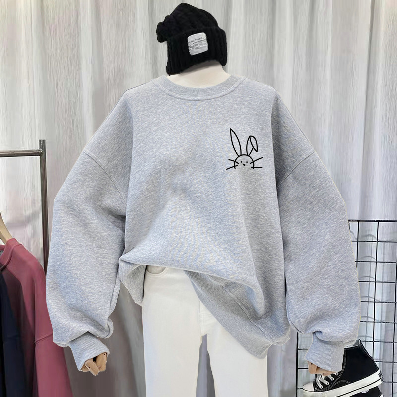 Retro Crew Neck Extra Thick plus Size Loose Chic Sweatshirt