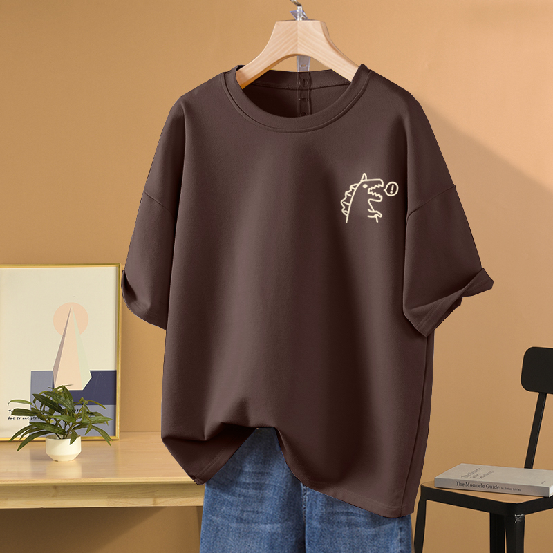 Women's Cotton plus Size Short-Sleeved T-shirt Summer 2023 New 150.00kg Plus Size Ladies Loose Tummy Hiding Slimming Fashion Brand Top