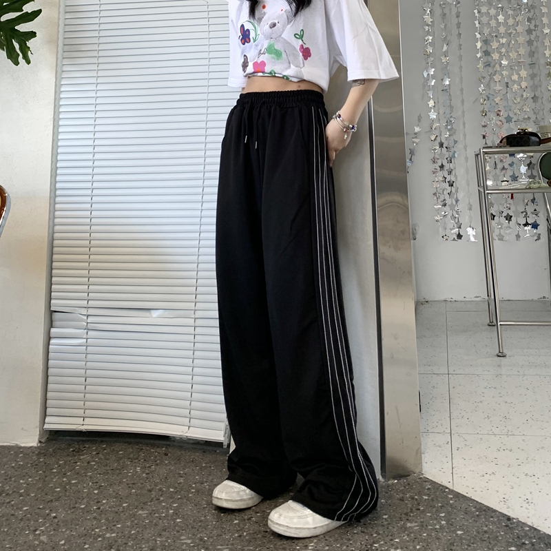 Striped Large Size Summer New Casual Straight-Leg Pants