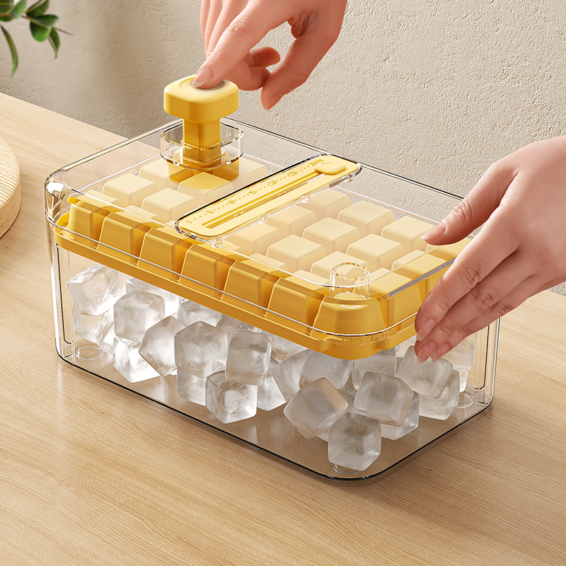 Pressing Ice Cube Mold Ice Cube Box Food Grade Ice Model with Lid Homemade Refrigerator Ice Handy Gadget