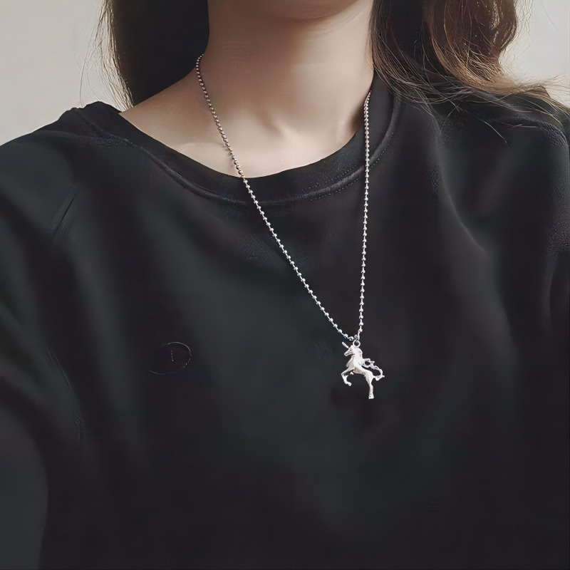 Retro Unicorn Clavicle Chain Best Selling Week Earrings Suit Female Korean Fashion New Popular