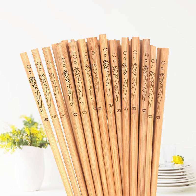 Paint-Free and Wax-Free Chinese Family Pack Natural Bamboo Chopsticks