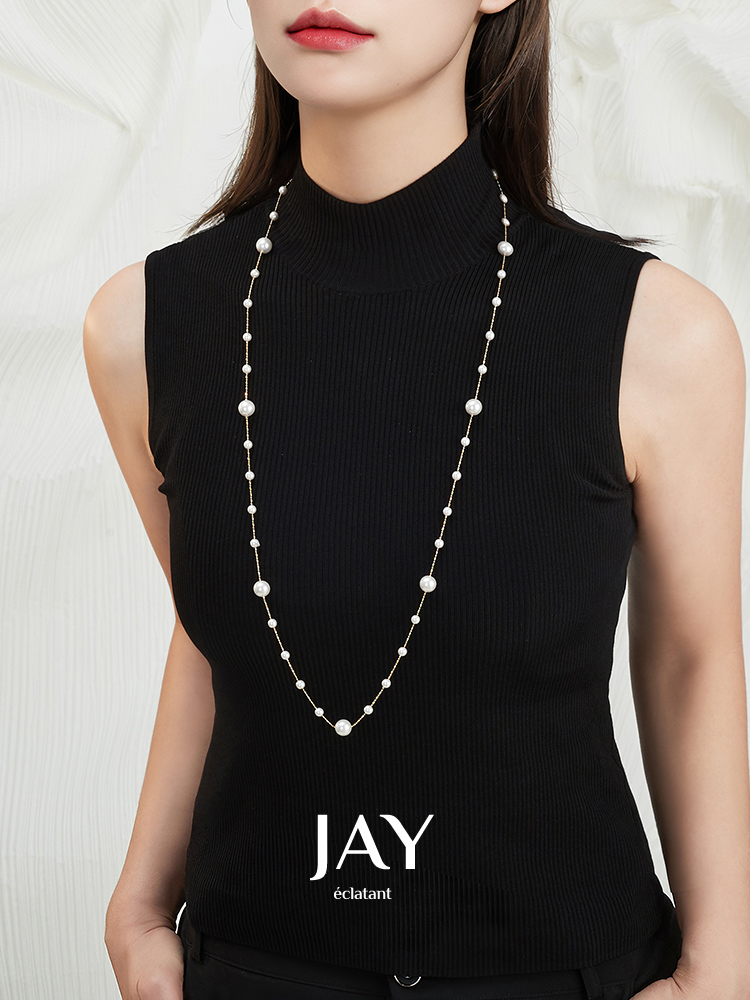 Jay Classy Sweater Chain Elegant High-End Sweater Sweater Necklace Long Imitation Pearl Pendant Women's Clothes Pendant