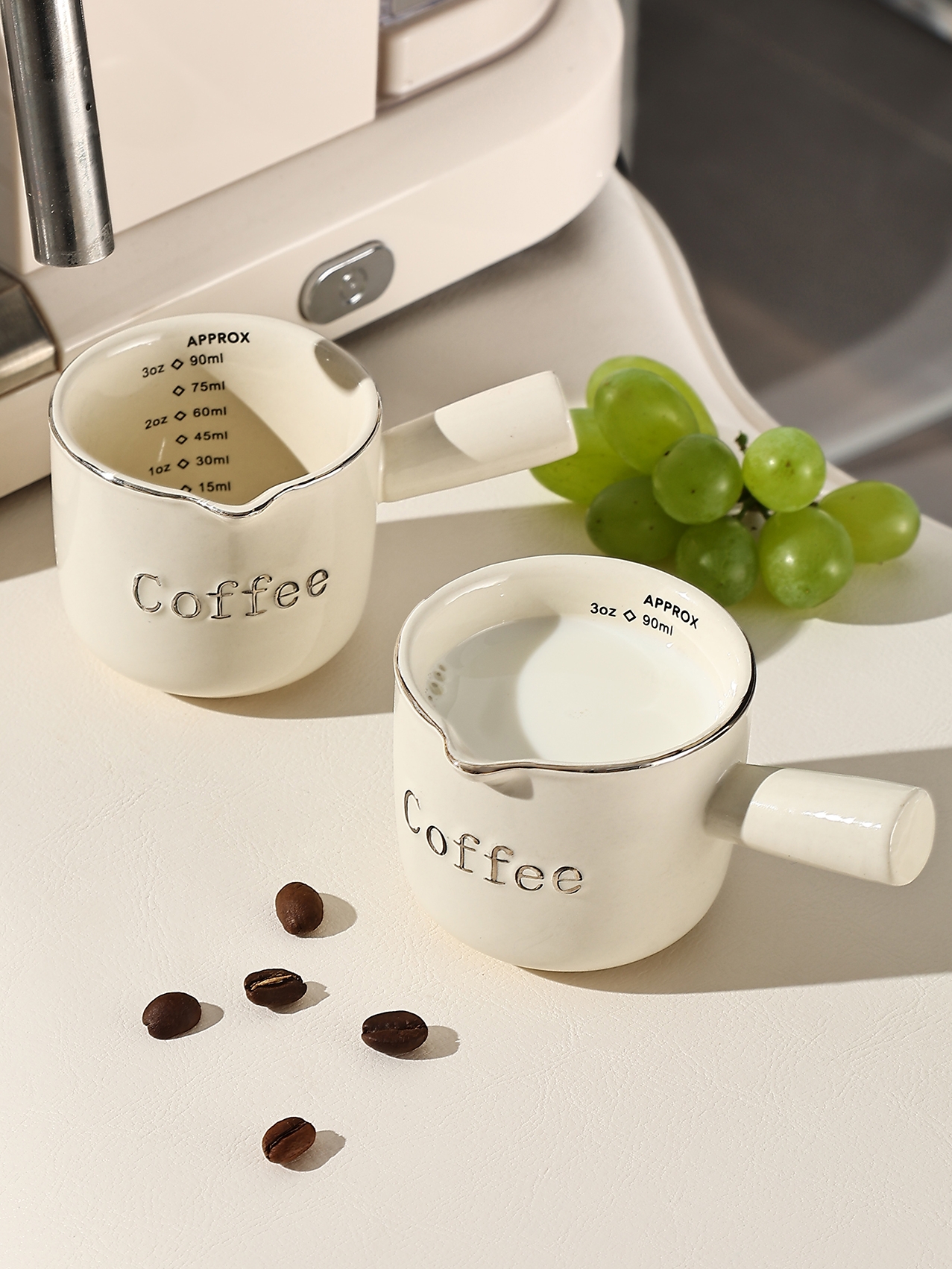 Good-looking Espresso Cup with Scale High-Grade Exquisite Ceramic Coffee Measuring Cup Extraction Cup Small Milk Cup
