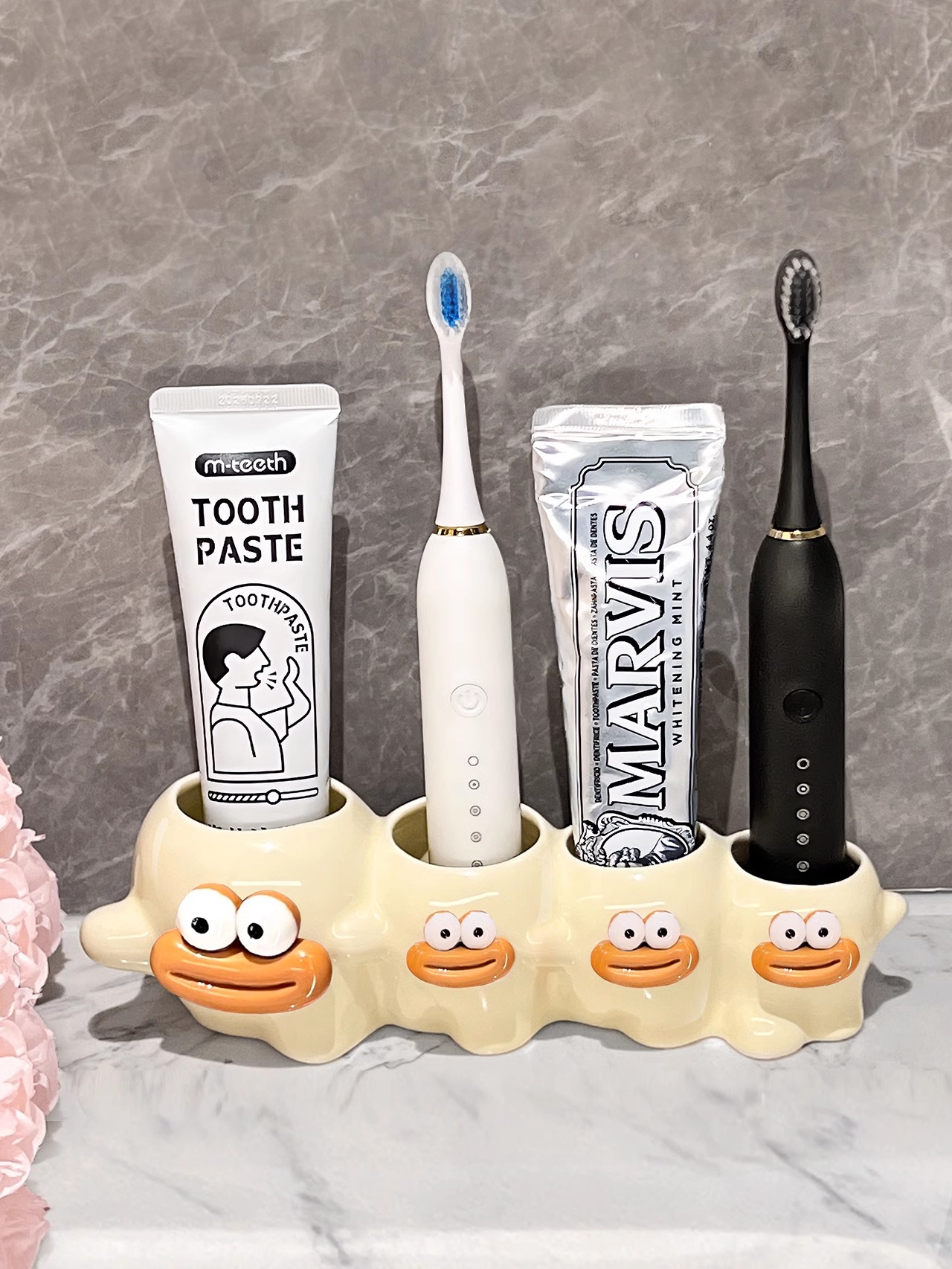 Bathroom Wash Basin Ceramic Storage Rack Washstand Electric Toothbrush Toothpaste Rack Storage Rack