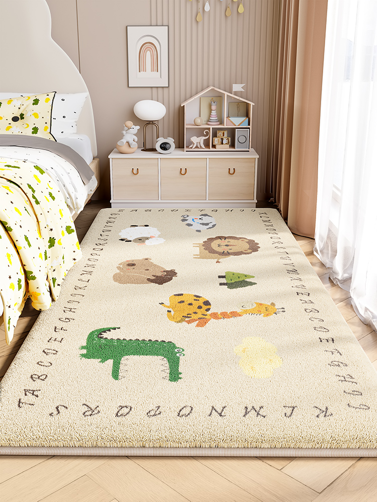 Kids Carpet Floor Mat Girl Bedroom Bedside Blanket Non Slip Boy's Room Cartoon Cashmere-like Bed under Bed Front Foot Mat