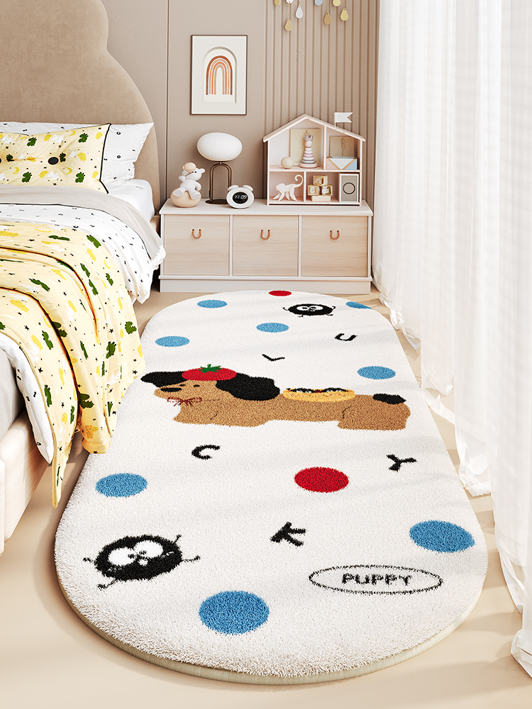 Room Kids Bedroom Bedside Blanket Cartoon Long Thickened Disposable Floor Blanket Cashmere-like Bedside Blanket Stain-Resistant